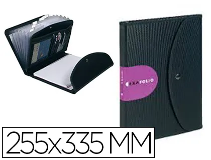 Conférencier exacompta exafolio polypropylène 6 compartiments onglets bloc-notes porte-stylo 33x25,5cm noir