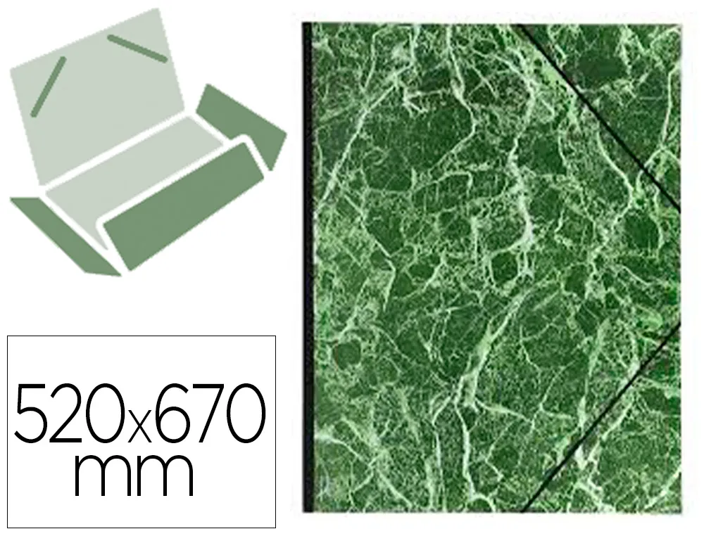 Carton à dessin exacompta papier marbré vernis raisin dos toilé renforcé fermeture élastique 52x67cm vert