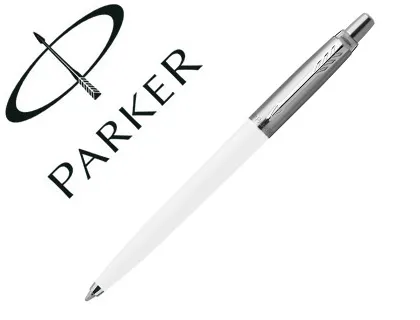 Stylo-bille parker jotter retractable pointe moyenne finition blanc brillant avec 1 recharge quinkflow encre