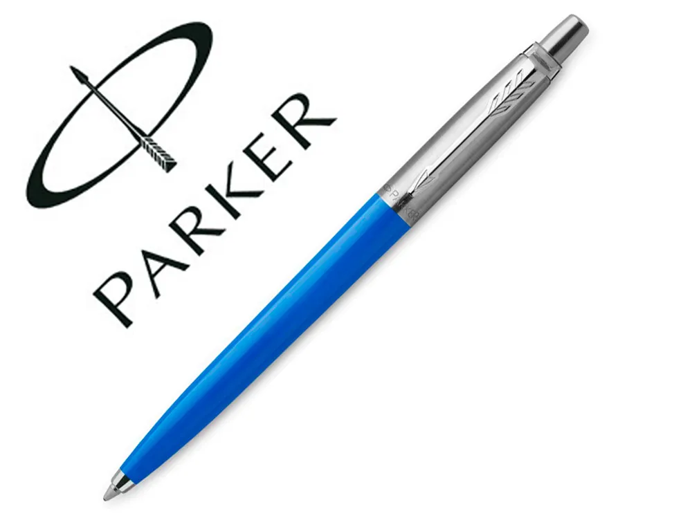 Stylo-bille parker jotter retractable pointe moyenne finition bleue classique avec 1 recharge quinkflow encre