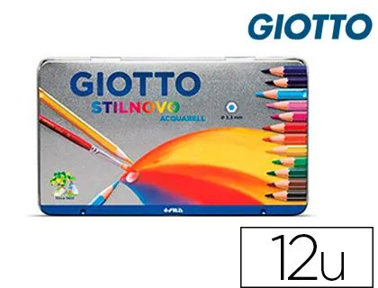 Crayon couleur giotto stilnovo acquarellable hexagonal 6,8mm mine qualite superieure 3,3mm boite metal
