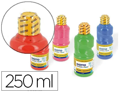 Gouache giotto school paint prete-a-l'emploi ultra-lavable flacon 250ml lot 4 coloris assortis jaune
