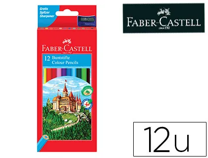 Crayon couleur faber-castell chateau accordeon mine resistante etui carton 12 couleurs vives