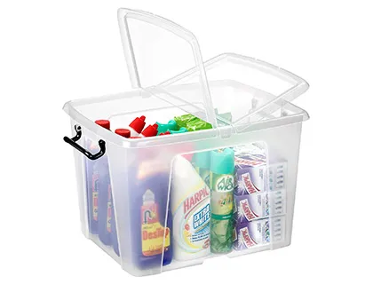 Boite rangement cep curve box polypropylene couvercle opaque noir clipsable poignees 59x45x35cm coloris