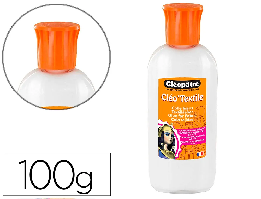 Colle cleopatre speciale textile et feutrine lavable en machine - flacon de 100g
