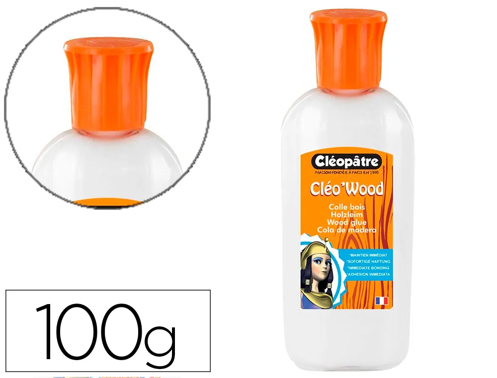 Colle cleopatre speciale bois et liege avec applicateur transparent - flacon de 100g