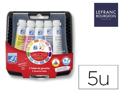 Gouache lefranc bourgeois coloris assortis - pocket box de 5 tubes x 10 ml