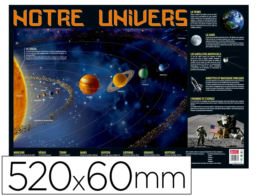 Poster pedagogique bouchut grandremy notre univers 520x760mm pellicule effacable a sec