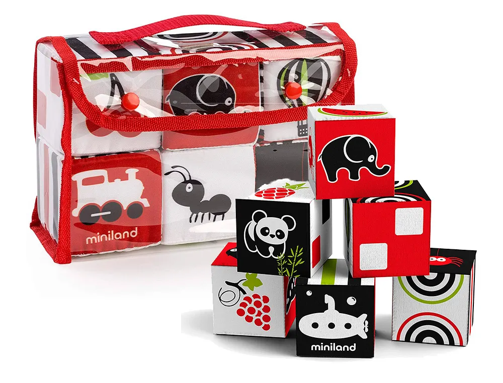 Set 6 cubes miniland first senses empilables texture douce 6 mois/2 ans