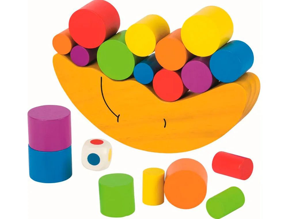 Lune chancelante goki pieces de jeu en bois a empiler avec de couleur dim. 175x81mm