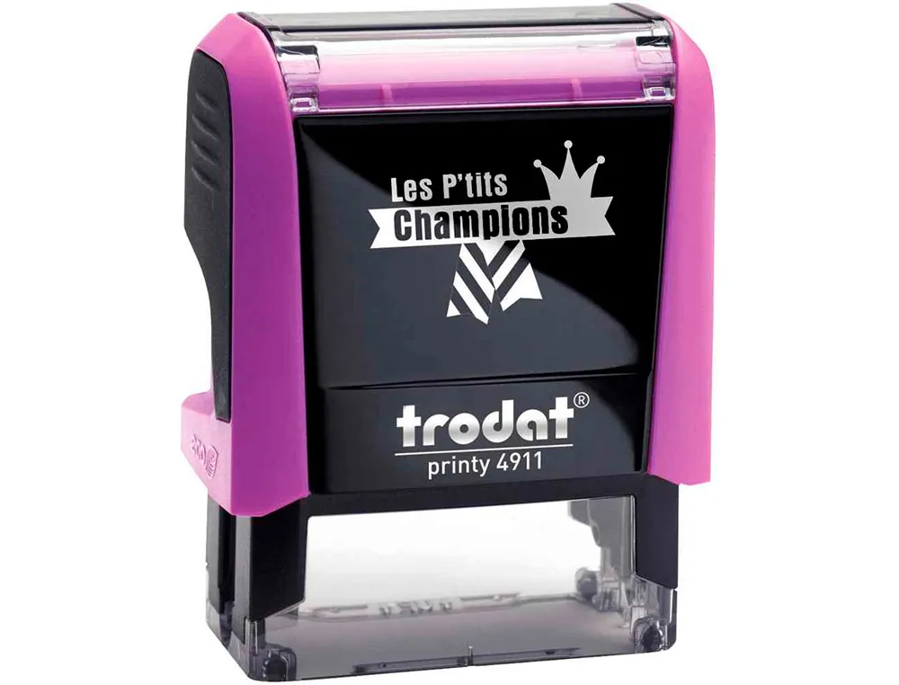 Tampon scolaire trodat enseignant personnalise les p'tits champions champion de dictee 38x14mm