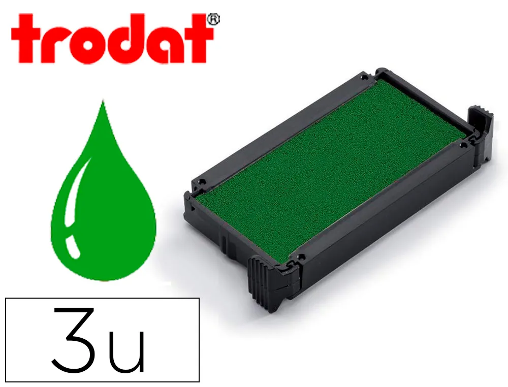 Recharge tampon trodat printy 4911/ 4800/ 4820/ 4822/ 4846/ 4951/ 4991 ergots lateraux encre verte lot de 3 un