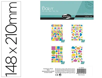 Sticker clairefontaine baby motifs geometriques 148x210mm sachet 20 planches coloris assortis