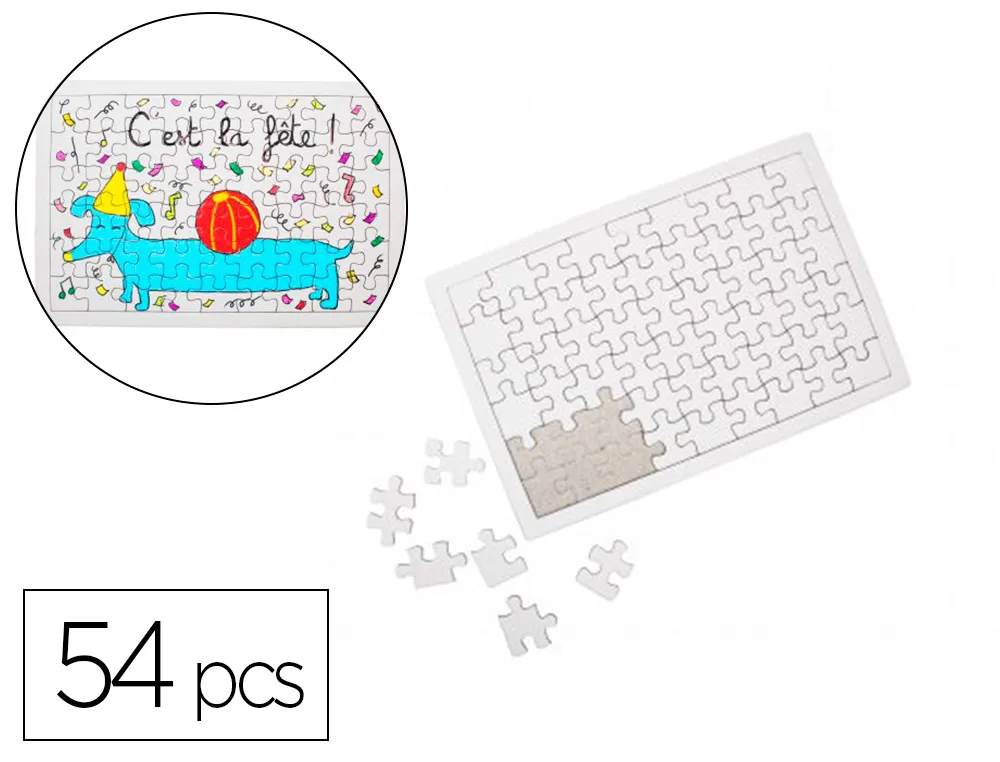 Puzzle carton sodertex 900gm2 a customiser avec trottoir 54 pcs 160x240mm coloris blanc 10
