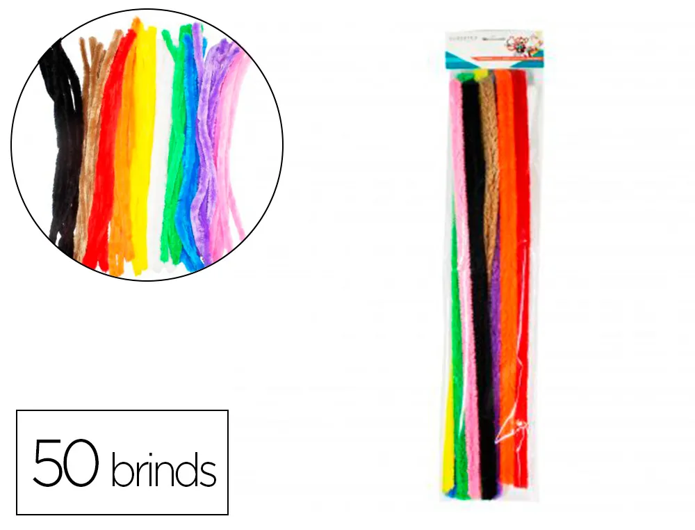 Pack chenilles sodertex 20mmx500mm 50 brins 10 coloris assortis