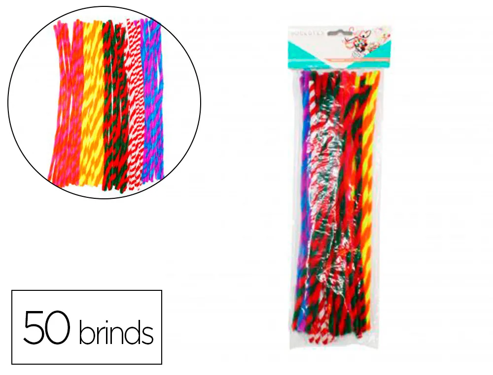 Pack chenilles sodertex twist 6mmx300mm 50 brins 5 coloris assortis