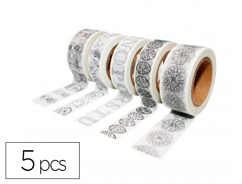 Pack de rubans adhesifs sodertex avec 2 de 20mm x 10ml et 3 de 15mm x 10ml a colorier coloris banc et