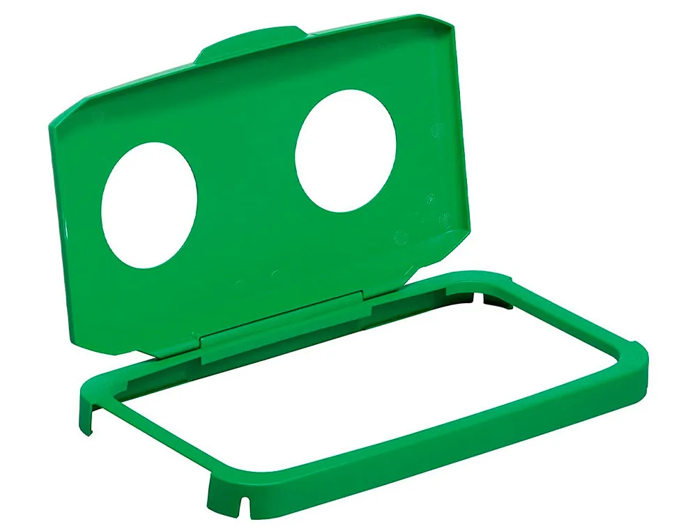 Couvercle durable durabin special verre charniere laterale 2 ouvertures circulaires pour conteneurs durabin 60 vert