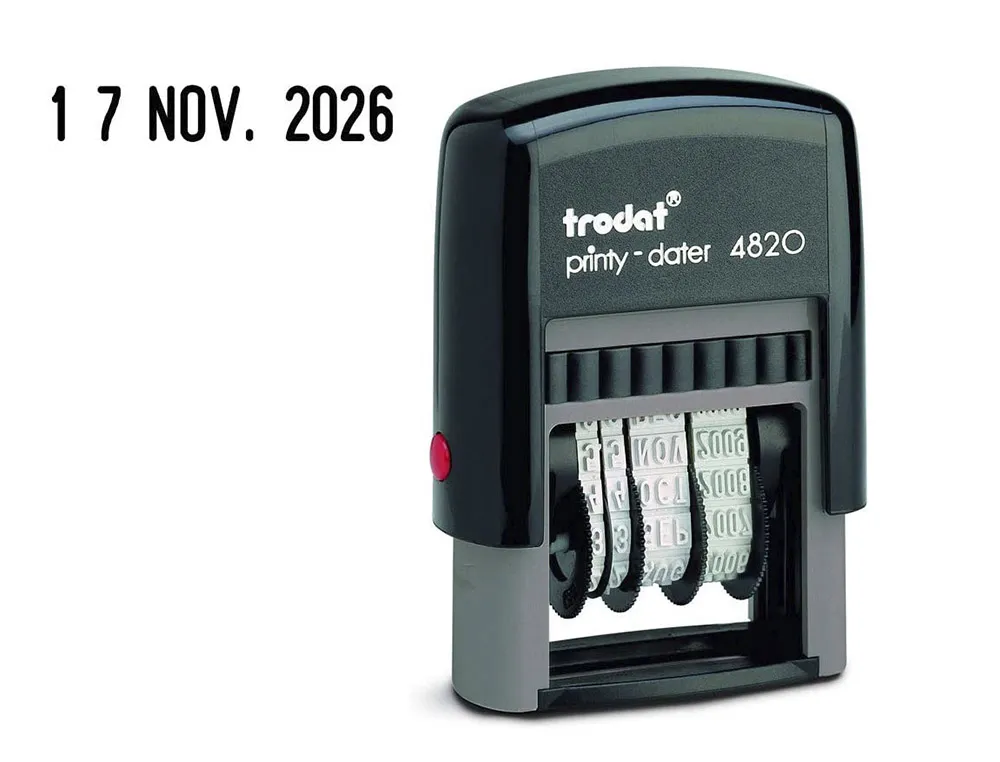 Tampon dateur trodat printy 4820 encrage automatique 1 ligne taille empreinte 27x4mm coloris noir