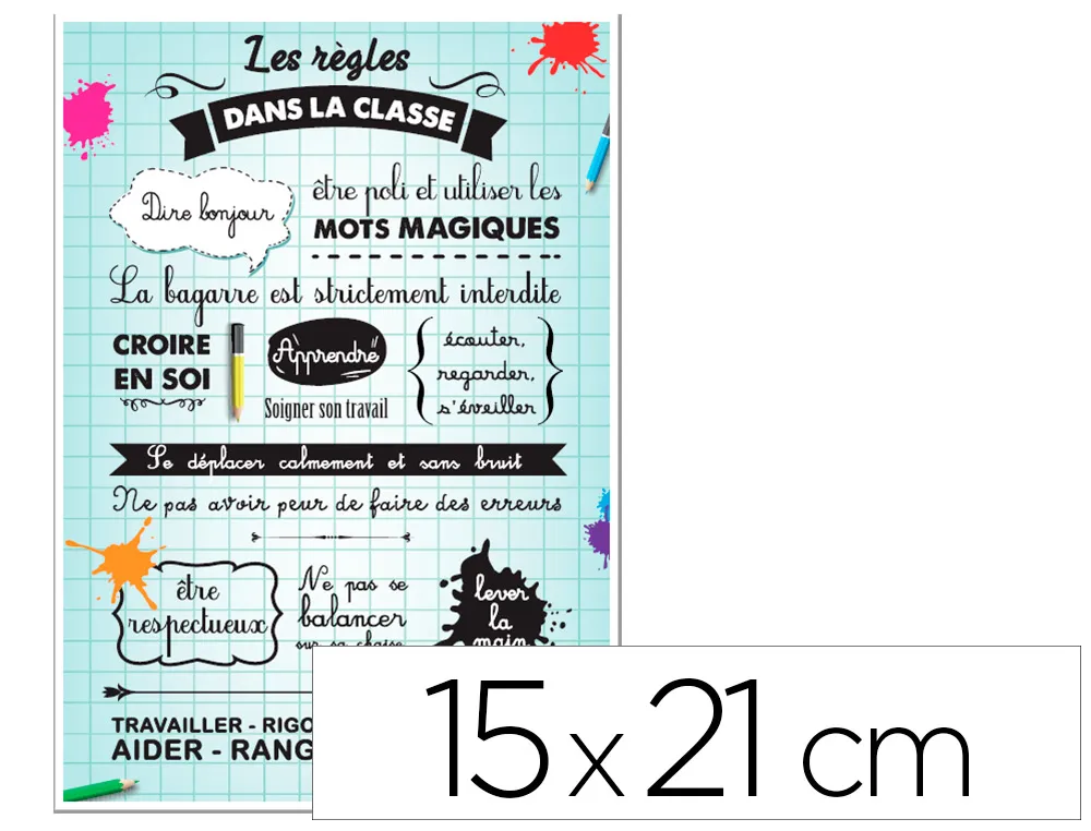 Panneau affichage pvc signaletique biz r’gles de la classe 15x21cm