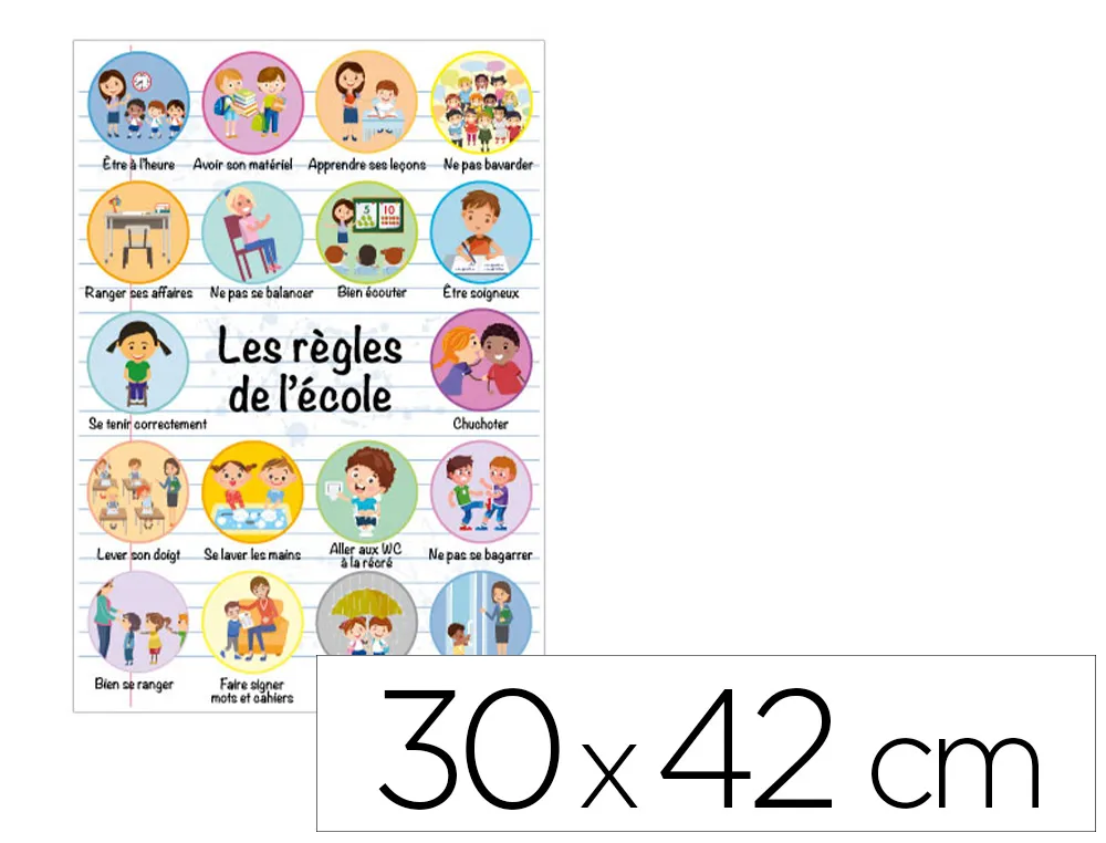 Panneau affichage pvc signaletique biz r’gles de l'•cole 30x42cm