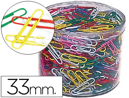 Trombone nickele liderpapel 33mm coloris assortis boite de 1000 unites