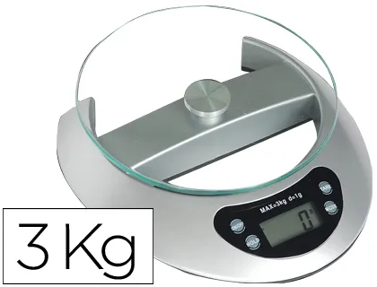 Pèse-lettres électronique q-connect 3kg base 19x21cm diamètre plateau 17cm plateforme cristal tempéré écran lcd