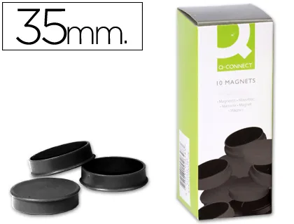 Aimant q-connect diamètre 35mm affichage signalisation toutes surfaces métalliques coloris noir boîte 10 unités