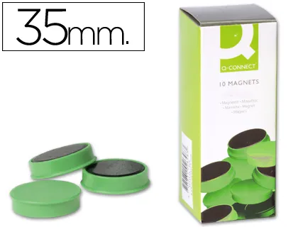 Aimant q-connect diamètre 35mm affichage signalisation toutes surfaces métalliques coloris vert boîte 10 unités