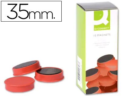 Aimant q-connect diamètre 35mm affichage signalisation toutes surfaces métalliques coloris rouge boîte 10 unités
