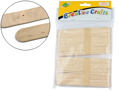Bâtonnet en bois créative crafts 2cm x 15cm couleur naturelle blister de 100 unités