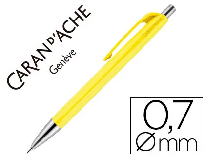 Porte-mine caran d'ache 884 infinite mine 0.7mm bouton poussoir chrome brillant coloris jaune