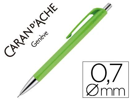 Porte-mine caran d'ache 884 infinite mine 0.7mm bouton poussoir chrome brillant coloris vert printemps