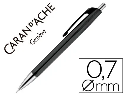 Porte-mine caran d'ache 884 infinite mine 0.7mm bouton poussoir chrome brillant coloris noir