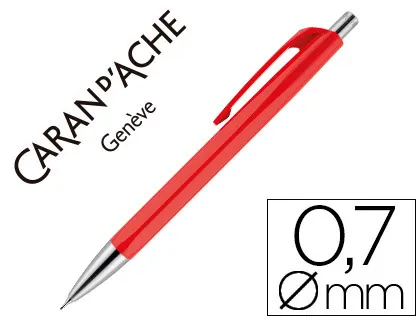 Porte-mine caran d'ache 884 infinite mine 0.7mm bouton poussoir chrome brillant coloris rouge