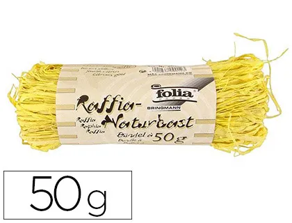 Raphia végétal brin 1m pelote 50g coloris jaune
