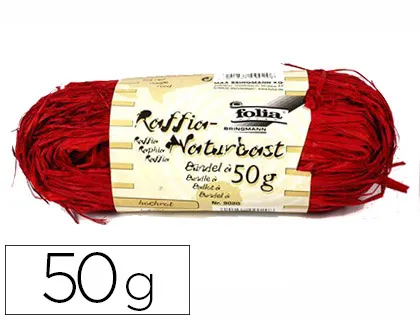 Raphia végétal brin 1m pelote 50g coloris rouge vif