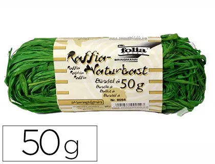 Raphia végétal brin 1m pelote 50g coloris vert moyen