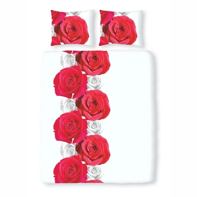 Parure de Lit Satin D'or Roses Blanc Satin