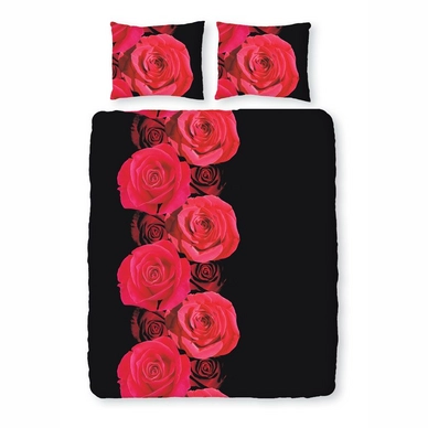 Parure de Lit Satin D'or Roses Noir Satin