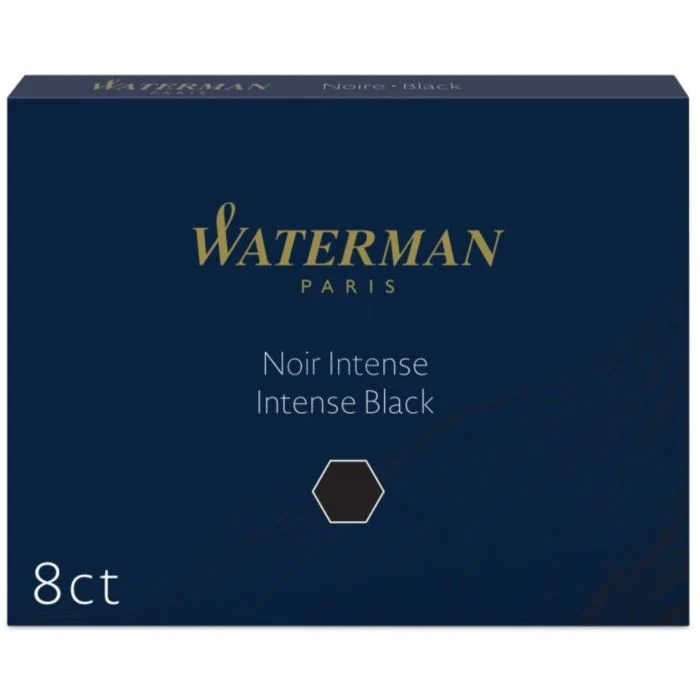 WATERMAN Boite 8 grandes Cartouches d'encre - Noir intense
