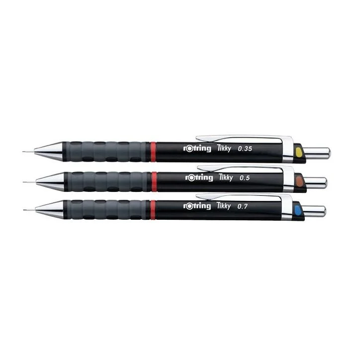 Porte-Mines fin - 0,35 / 0,5 / 0,7 mm - Noir Tikky ROTRING Lot de 3