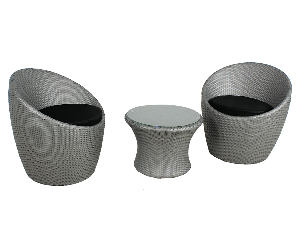 Salon de jardin en résine tressée - BELIZE Argent