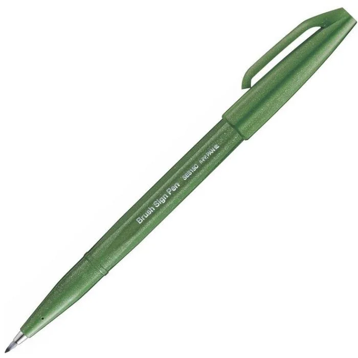 Stylo feutre Sign Pen SES15 - Vert Olive PENTEL ARTS