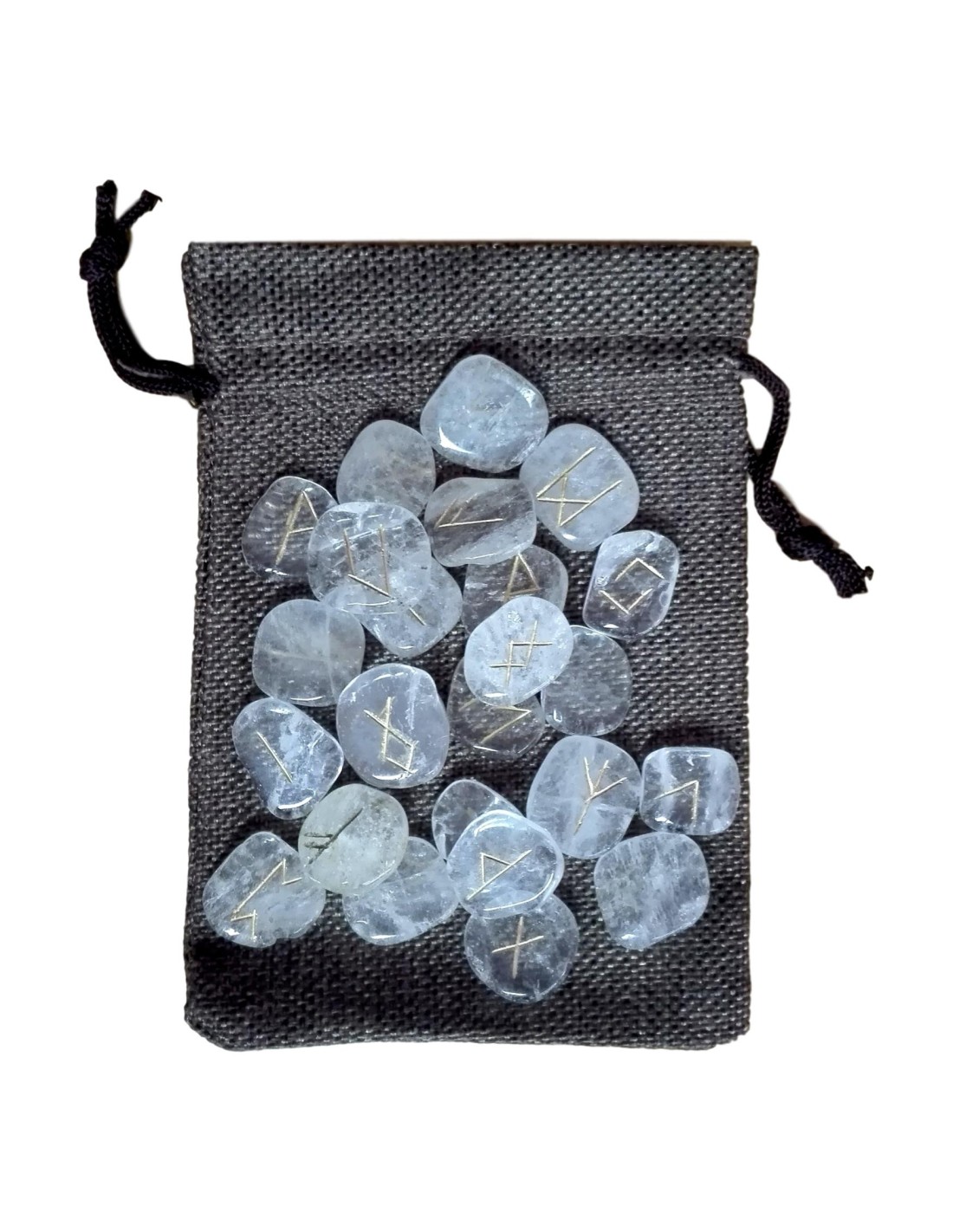 Set de 25 runes en cristal de roche - Énergie et clarté spirituelle pour une pratique divinatoire puissante