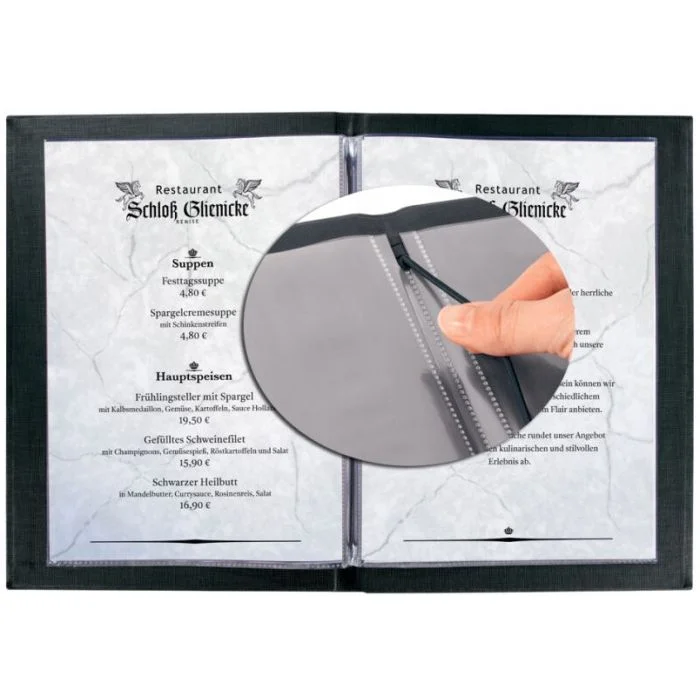 Chemise pour menu A4 en plastique - Noir SIGEL