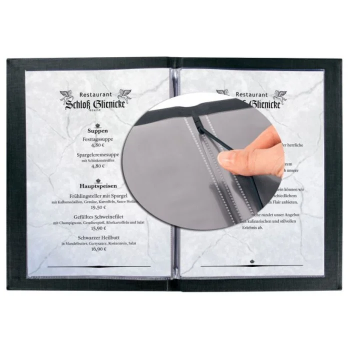 Chemise pour menu A5 en plastique - Noir SIGEL