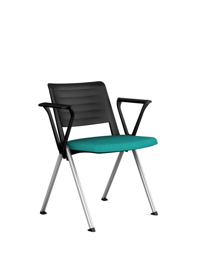 SMASH PP/T | Fauteuil 4 pieds, assise tapissée, dos PP avec accotoirs | SOKOA