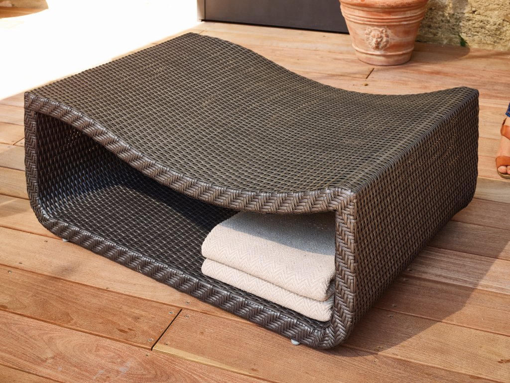 Socle en résine tressée NEO Anthracite pour bain de soleil EASY QUIET