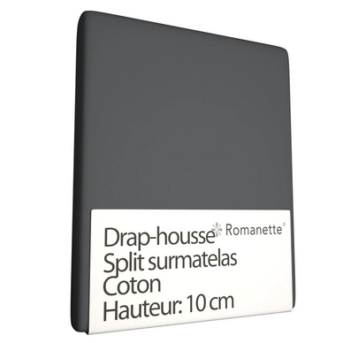 Drap-housse Split Surmatelas Romanette Anthracite (Coton)